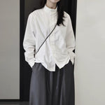Stand-up Collar Loose Solid Color Shirt