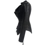 PU Gothic Style Rivet Slim Waist Leather Jacket