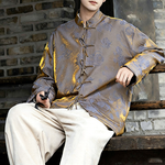 Retro Stand-up Collar Gradient Brocade Coat