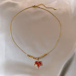 Buddha Stones Maple Leaf Zircon Luck Necklace Pendant Ring Earrings