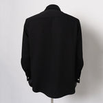 Black Padded Shoulder Tie Shirt