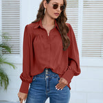 Zeagoo V Neck Button Down Shirts Long Sleeve Collared Blouses Tops