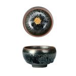 Buddha Stones 24K Gold Inlaid Sunflower Chinese Jianzhan Glaze Kiln Change Ceramic Teacup Tenmoku Kung Fu Tea Cup (Extra 35% Off | USE CODE: FS35)