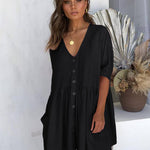 Zeagoo Women's Casual Swimsuit Cover Up Blouses Button Down Beach Tunic Dress Bathing Suit Coverup
