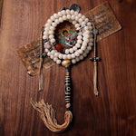 Buddha Stones Tibet 108 Mala Beads Bodhi Seed Bagua Vajra Dzi Bead Gray Agate Wealth Bracelet