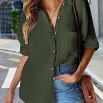 Zeagoo Solid Color Casual Long Sleeve Pocket Blouse for Women Casual Work Office Loose Fit 2026 | Under