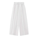 Women's High-waisted Pleated Belted Wide-leg Casual Trousers