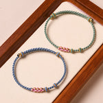 Buddha Stones Handmade Peach Blossom Protection Braided Rope Bracelet