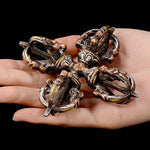 Buddha Stones Tibetan Handmade 5 Prong Double Dorje Copper Iron Thunderbolt Strength Vajra