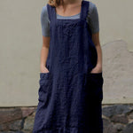 Zeagoo Women's Cross Back Apron with Pockets Pinafore Dress