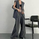 Loose-fitting Sleeveless Collarless Vest