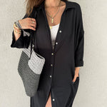 Zeagoo Women's Button Long Pocket Shirt Casual Dress