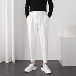 Slim-Fit Tapered Dress Trousers with Fluid Drape