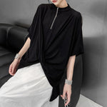 Women's Cross-over Hem Zipper T-shirt
