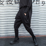 Solid Color Elastic Waist Casual Trousers