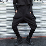 Solid Color Elastic Waist Casual Trousers