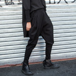 Solid Color Elastic Waist Casual Trousers