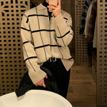 Retro Lapel Plaid Loose Casual Sweater
