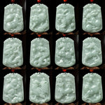 Buddha Stones Natural Jade 12 Chinese Zodiac Abundance Amulet Pendant Necklace