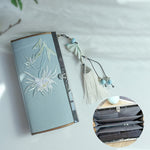 Buddha Stones Flower Plum Peach Blossom Bamboo Double-sided Embroidery Large Capacity Cash Holder Wallet Shopping Purse