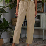 Zeagoo Drawstring Elastic Waist Straight Trousers Pants with Pockets