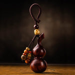 Tibetan Ebony Small Leaf Red Sandalwood Gourd Luck Protection Key Chain