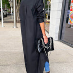 Zeagoo Women's Button Down Maxi Shirts Dress Long Sleeve Collared V Neck Kaftan Loose Long Dress Coat