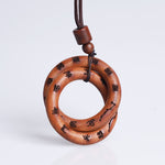 Buddha Stones Lightning Struck Jujube Wood Taoist Yin Yang Ring Qiankun Circle Leizu Taboo Luck Necklace Pendant