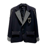 Shiny Rhinestone Chain Loose Shoulder Pad Jacket