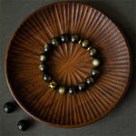 Buddha Stones Chinese Zodiac Natal Buddha Gold Sheen Obsidian Wealth Protection Bracelet