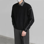 Color-blocked Faux Two-piece Knit Sweater