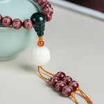 Buddha Stones Red Bodhi Seed Om Mani Padme Hum Lotus Engraved Harmony Bracelet (Extra 30% Off | USE CODE: FS30)