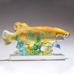Buddha Stones Handmade Liuli Crystal Koi Fish Art Piece Luck Home Office Decoration