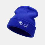 Cute Dachshund Dog Embroidered Knitted Hat