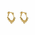 Buddha Stones Round Lotus Flower Pattern Luck Hoop Earrings