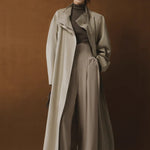 Simple Silhouette Stand Collar Tencel Drape Lace-up Jacket