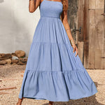 Zeagoo Women's Bohemian Long Dress Spaghetti Strap Solid Swing Beach Sleeveless Maxi Dress