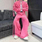 Washed Multi-pocket Workwear Denim Suit