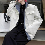 American Retro Plaid Patchwork Faux Two-piece Jacket