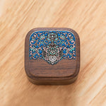 Buddha Stones Retro Handmade Black Walnut Wood Ring Jewelry Storage Box Leaf Wooden Gift Box