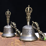 Buddha Stones Tibetan Meditation Bell and Vajra Dorje Copper Enlightenment Decoration Set