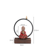 Buddha Stones Buddha Lotus Backflow Smoke Fountain Ceramic Blessing Incense Burner With Light Decoration