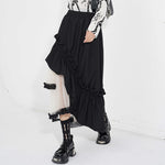 Contrast Color Panel Ruffled Mesh Skirt