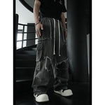 Frayed-edge Black-dyed Metallic Patchwork Jeans