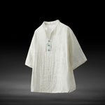 V-neck Linen Loose T-shirt