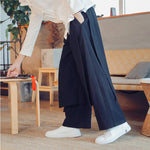 Retro Fake Two-piece Cotton And Linen Loose Skirt Pants