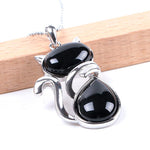 Buddha Stones Cat Pattern Natural Crystal Protection Necklace Pendant