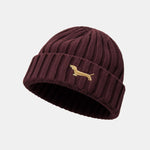 Dachshund Embroidered Pattern Thick And Warm Knitted Hat