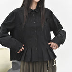 Women's 3D Patchwork Floral Print Pleated Hem Shirt