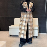 Winter Retro Plaid Patchwork Woolen Coat